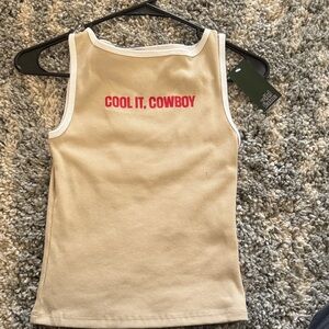 Wild Fable Tan Tank Top with Red Print